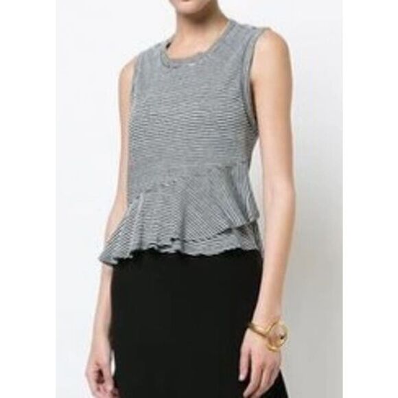 A.L.C. Braxton Black White Striped Sleeveless Top Sz. S - Picture 1 of 5